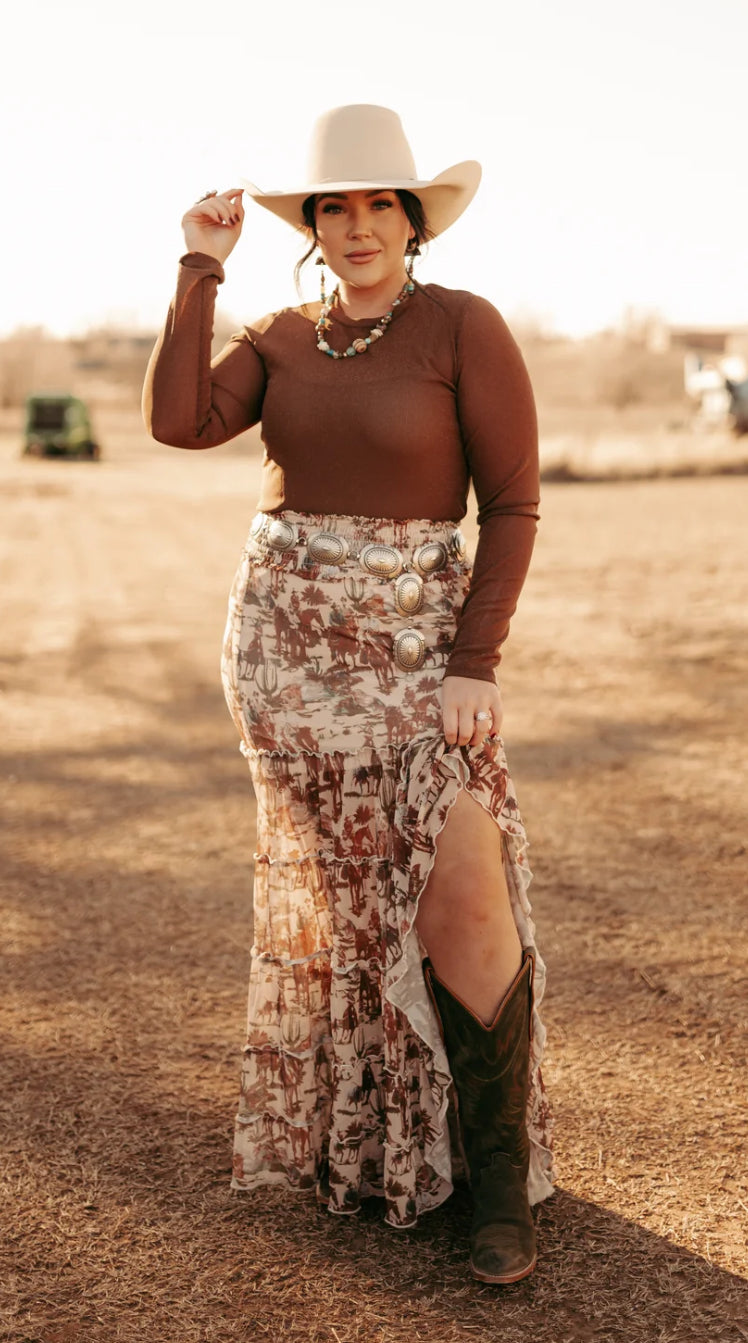 Western Ruffle Maxi Skirt - Forever Western Boutique