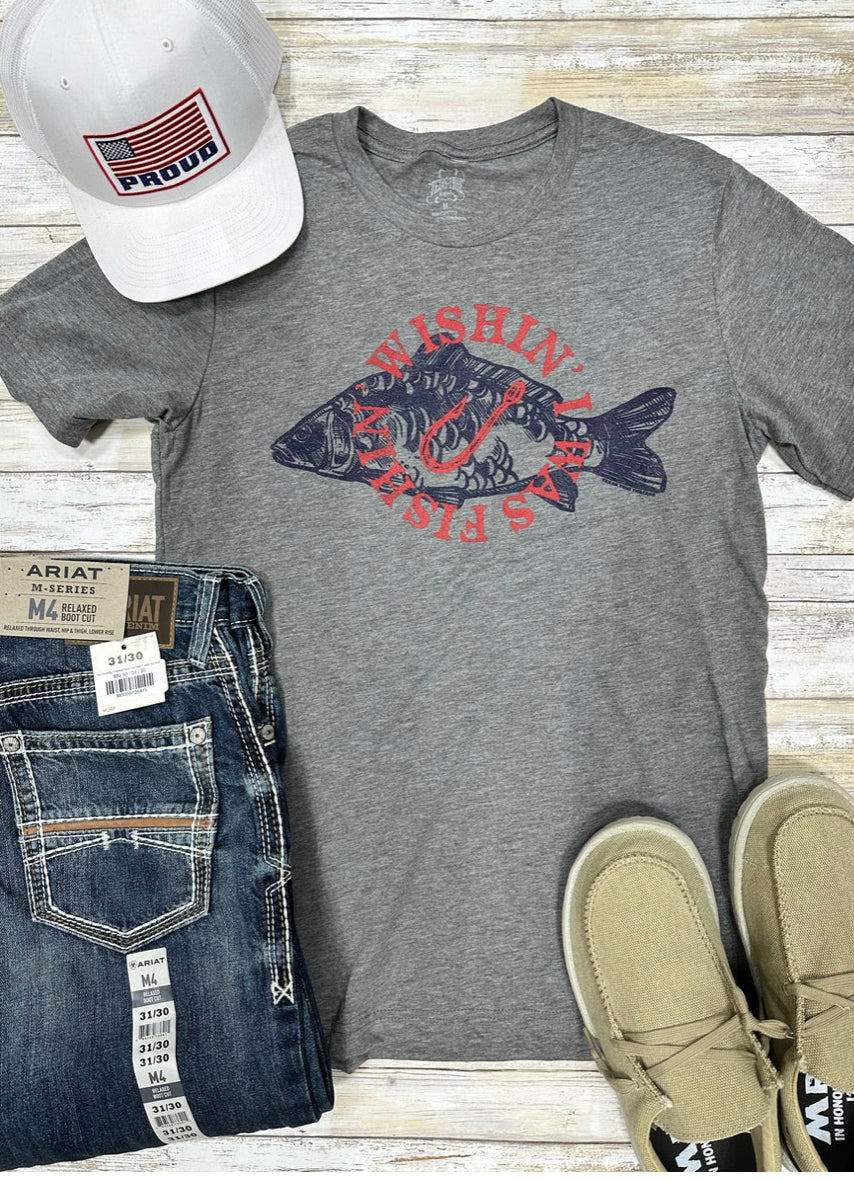 Wishing I was Fishing Tee - Forever Western Boutique
