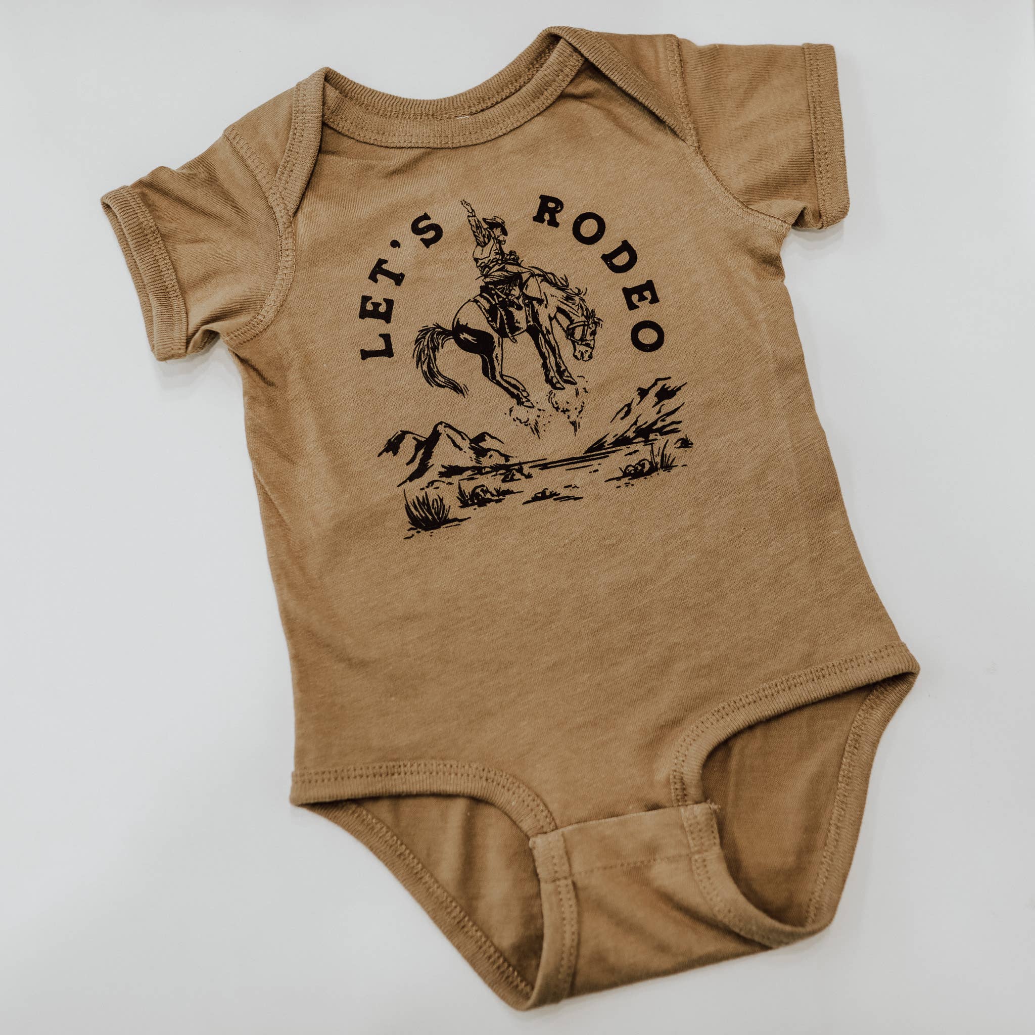 Let's Rodeo Onesie- Coyote Brown - Forever Western Boutique