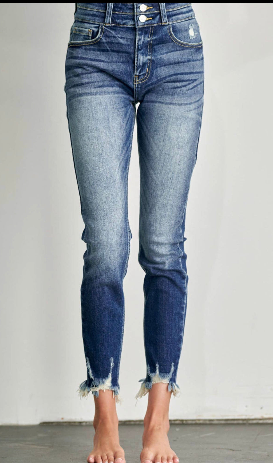 HIGH RISE ANKLE LENGTH DOUBLE WAIST SKINNY JEANS - Forever Western Boutique