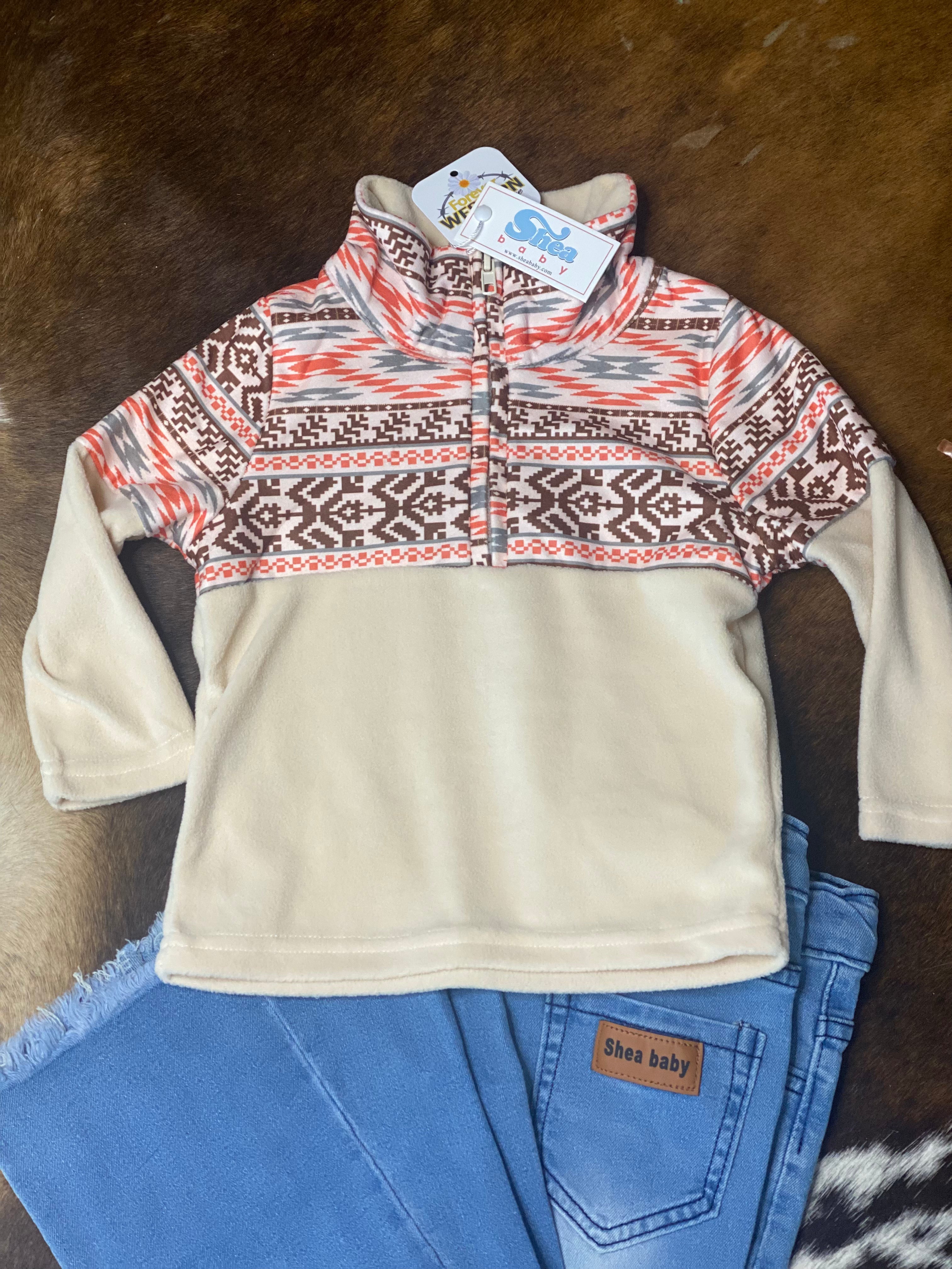 Brown Aztec Fleece Zip Up Sweatshirt - Forever Western Boutique