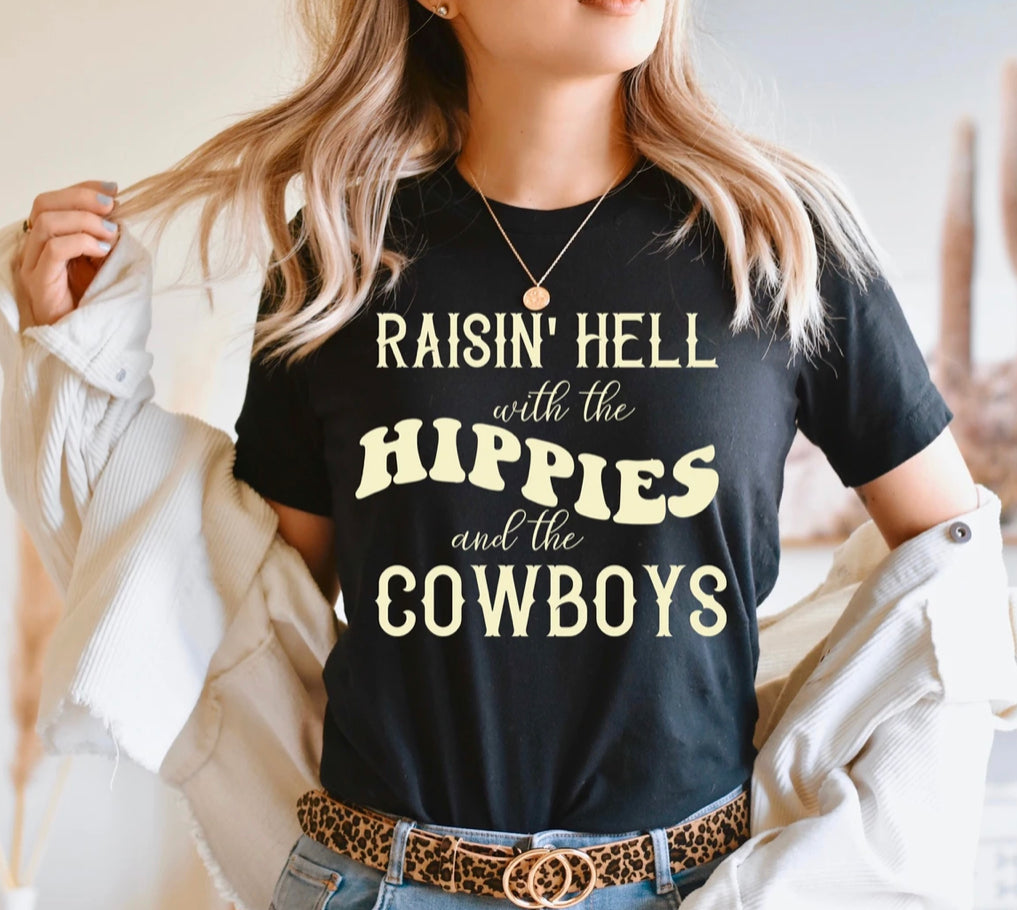 Hippies & Cowboy Tee - Forever Western Boutique