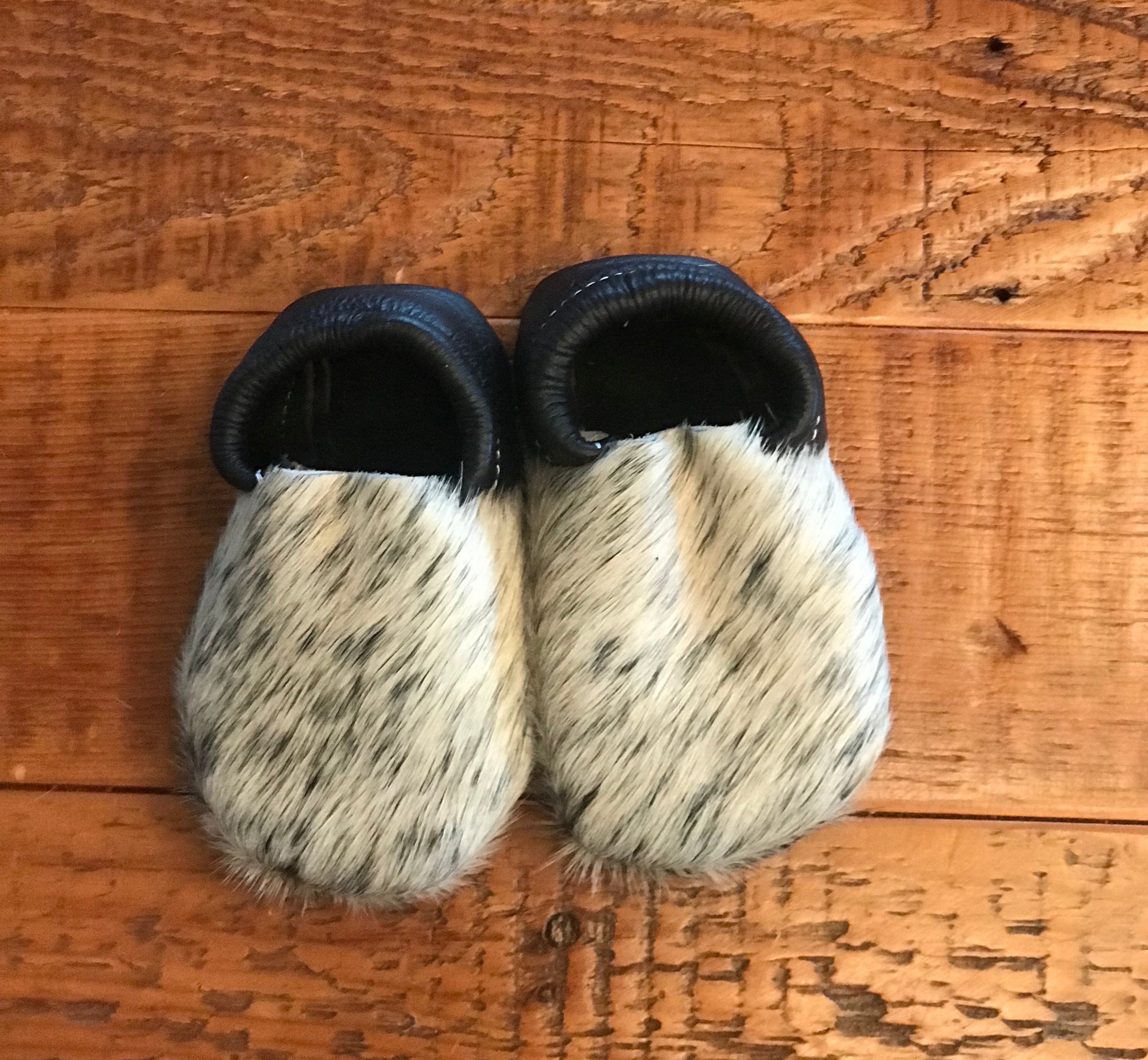 Cowhide Mocs-black and white - Forever Western Boutique