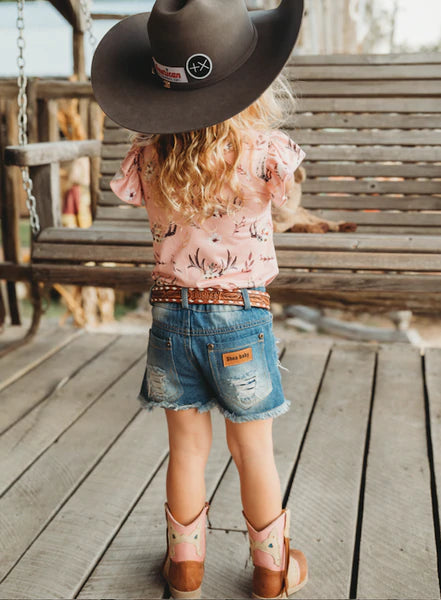 Kids Denim Ripped Shorts - Forever Western Boutique
