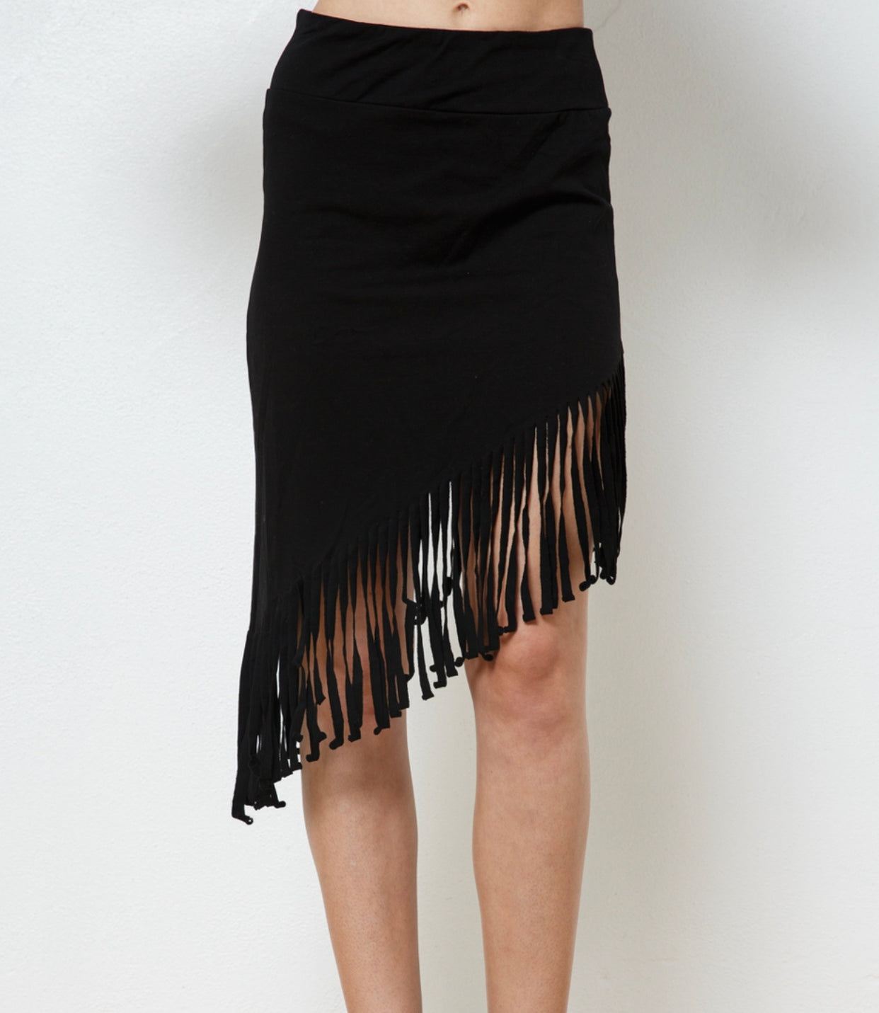 Black Fringe Asymmetrical Skirt - Forever Western Boutique