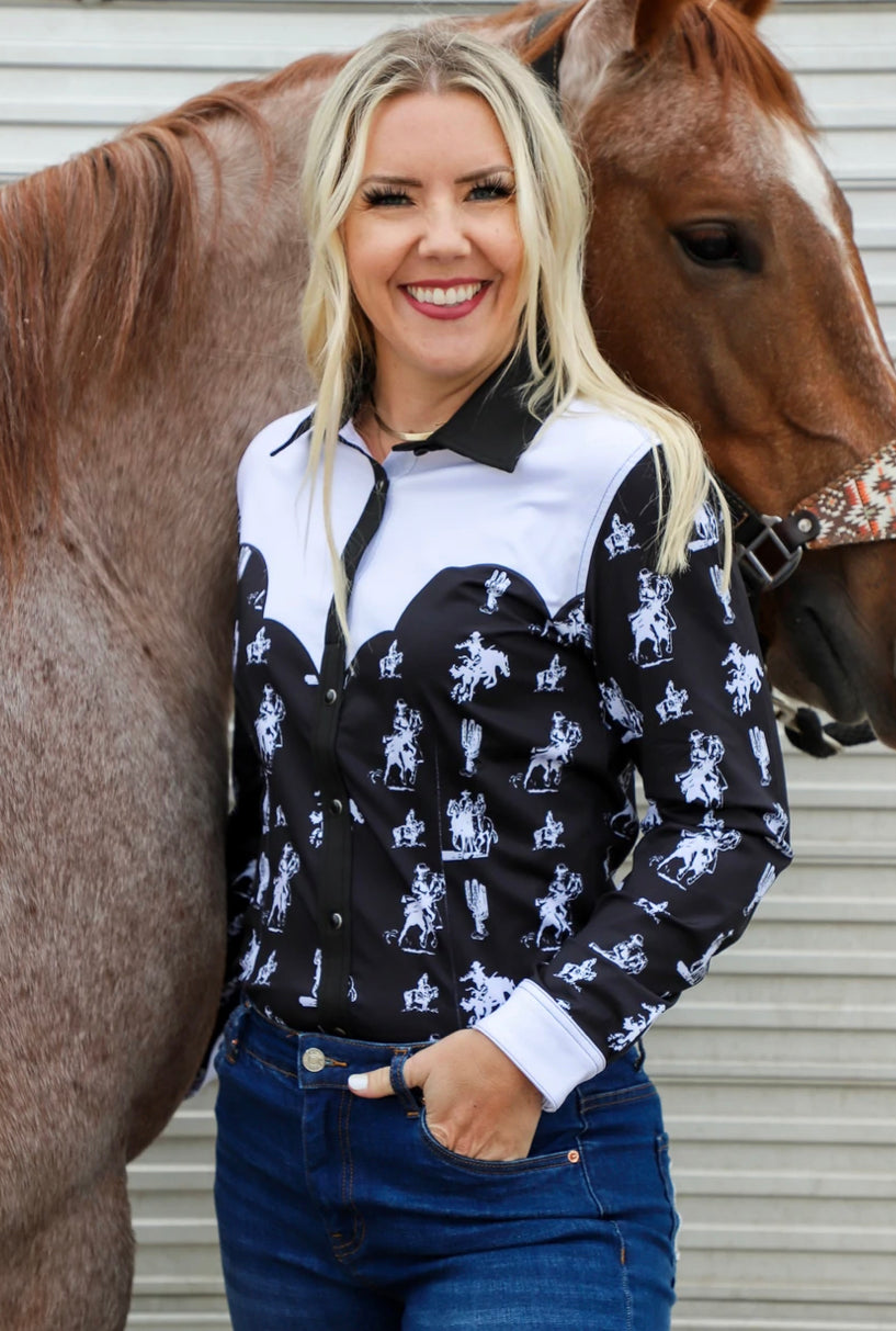 Black Buckaroo Performance Rodeo Shirt—Ranch Dressn - Forever Western Boutique