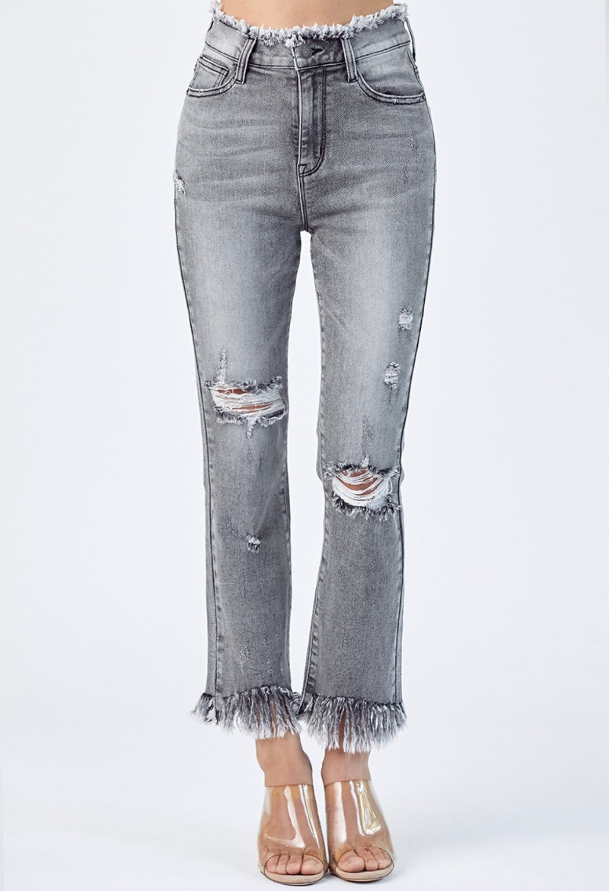High Rise Frayed Straight Jeans by Risen - Forever Western Boutique