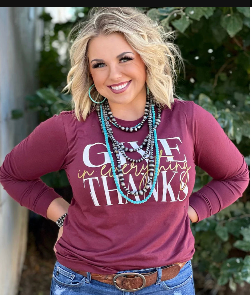 Give Thanks In Everything Long-sleeve Tee - Forever Western Boutique