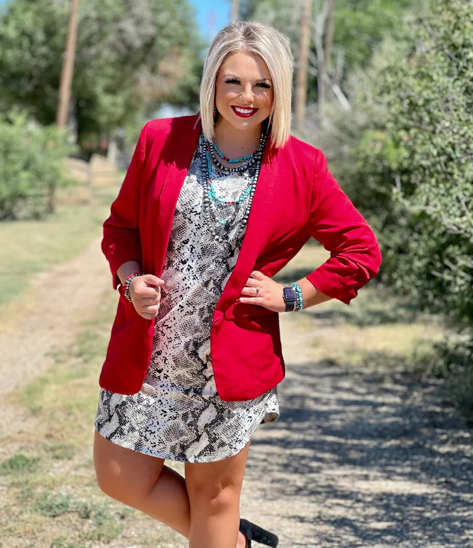 Jessie Tailored Blazer-Red - Forever Western Boutique