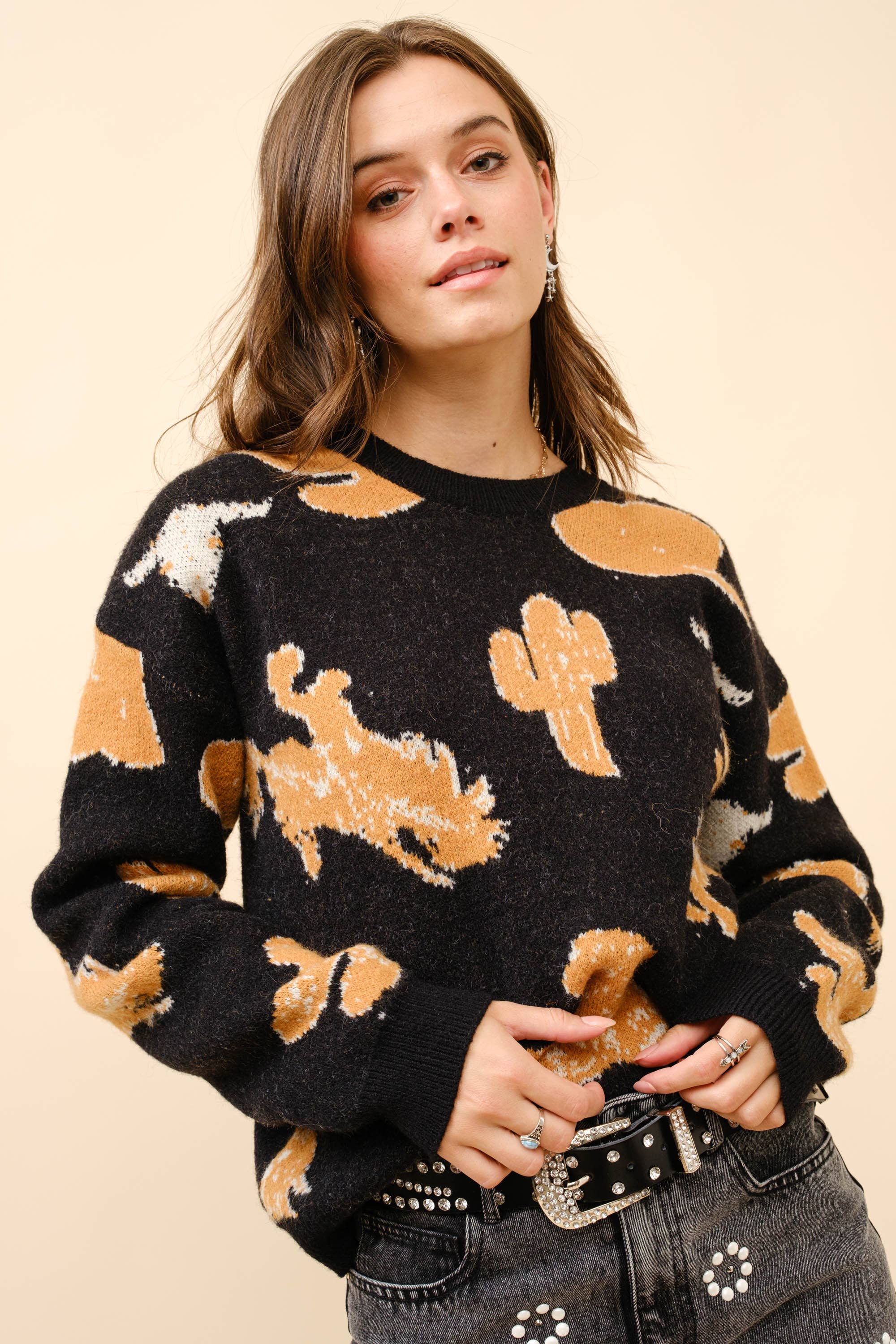 Western Sweater-black - Forever Western Boutique