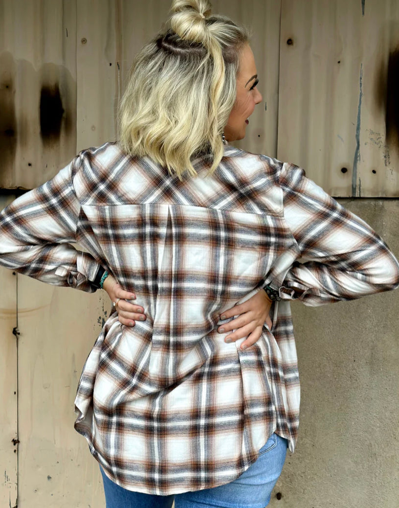 Carter Clay Flannel Top - Forever Western Boutique