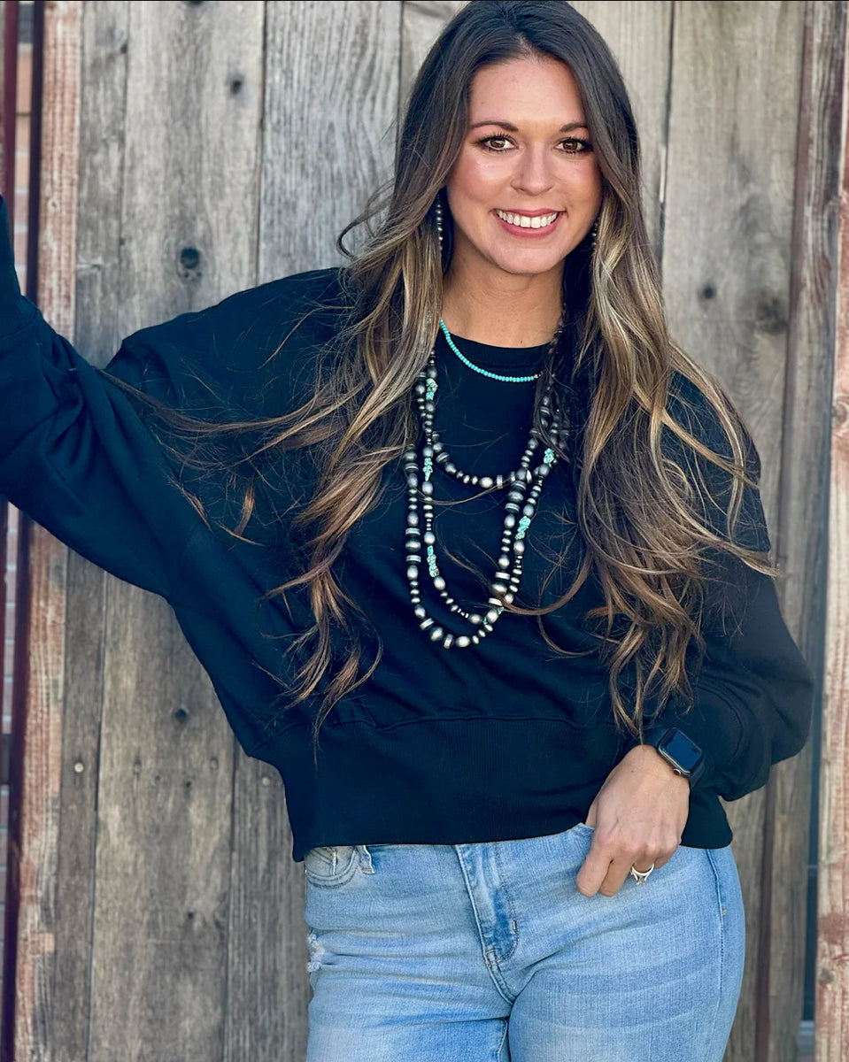 Piper Oversized Sweatshirt-Black - Forever Western Boutique