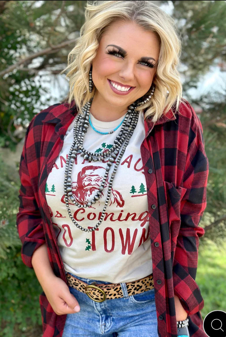 Santa Claus is Coming to Town-Long Sleeve Tee - Forever Western Boutique