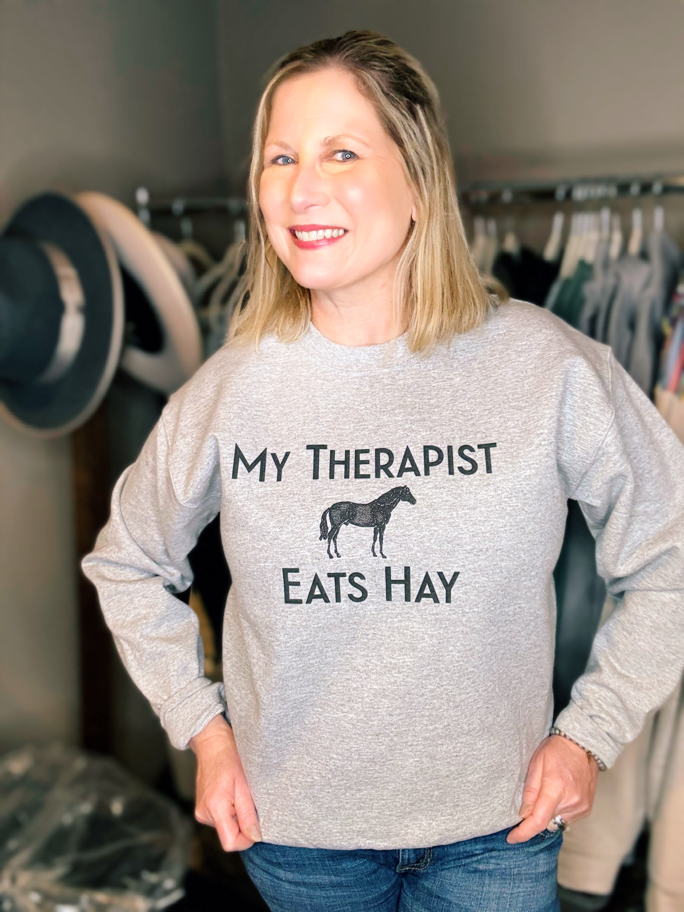 My Therapist Eats Hay Sweatshirt: Sports Grey / Sweatshirt - Forever Western Boutique