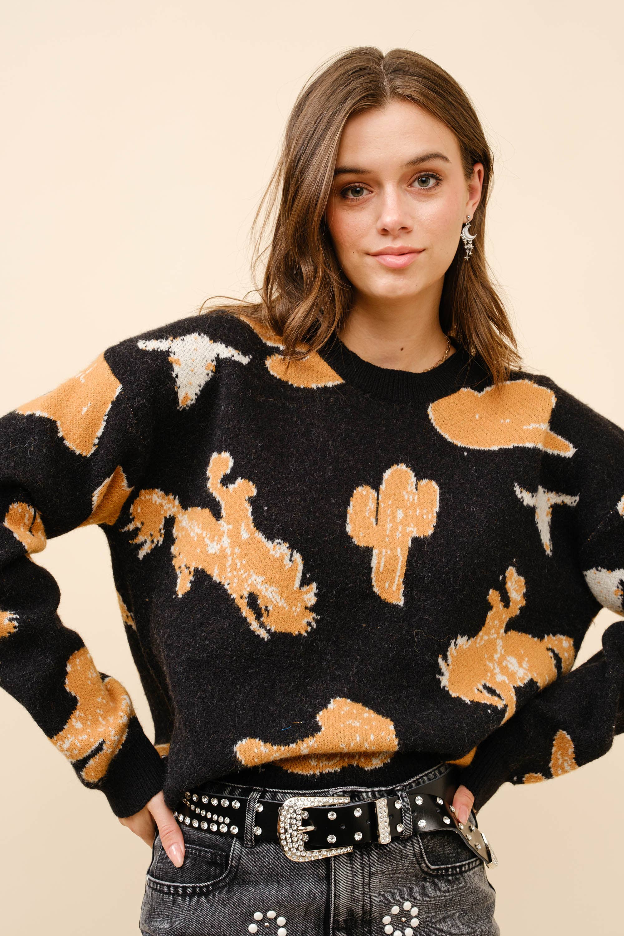 Western Sweater-black
