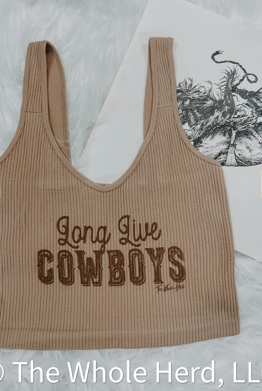 Long Live Cowboys Ribbed Cropped Tank - Forever Western Boutique