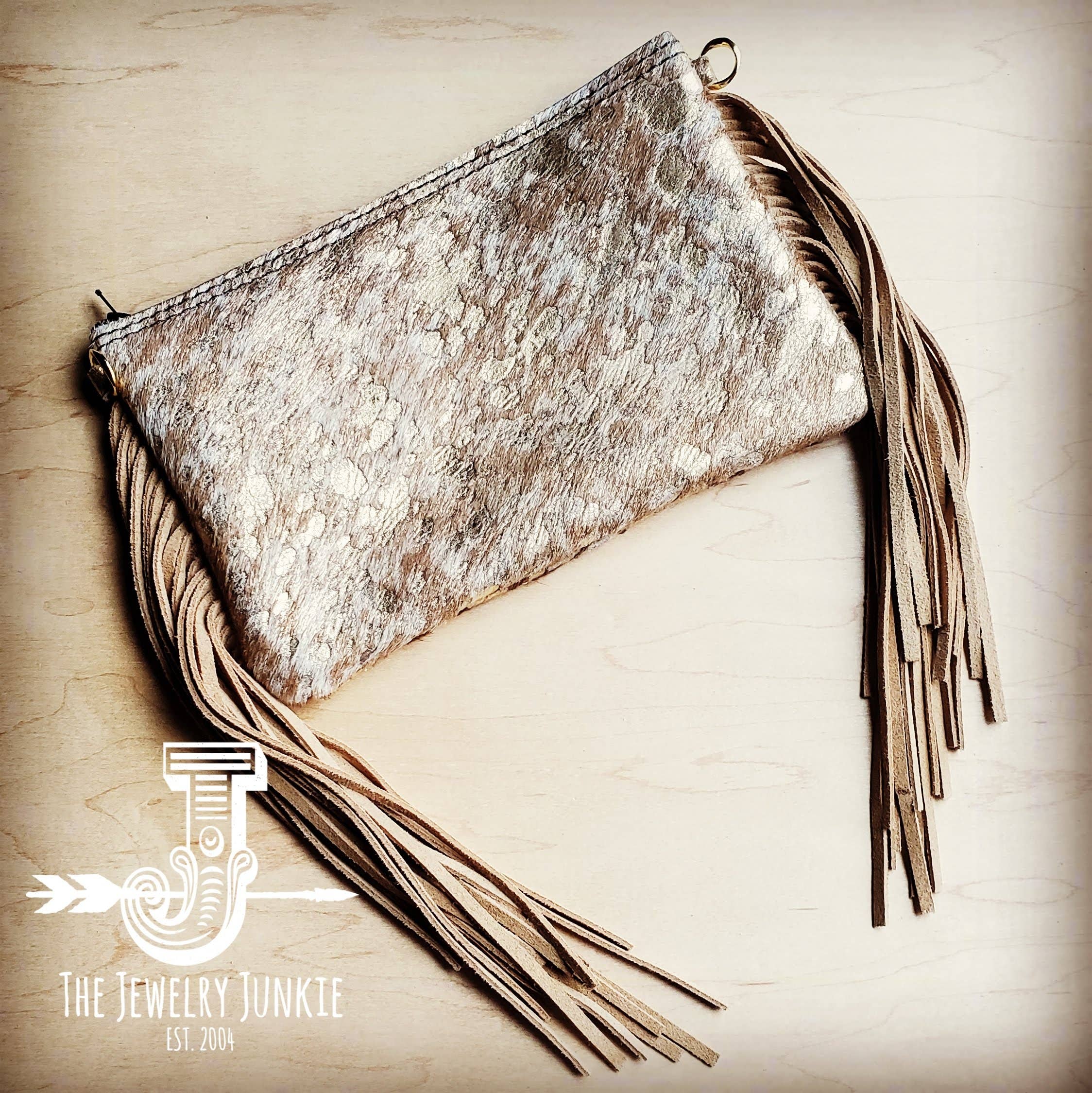 Tan and Gold Leather Clutch Handbag - Forever Western Boutique