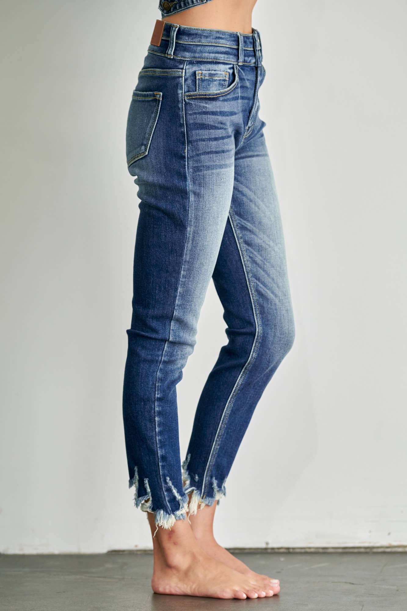 AT1090SKM HIGH RISE ANKLE LENGTH DOUBLE WAIST SKINNY JEANS - Forever Western Boutique