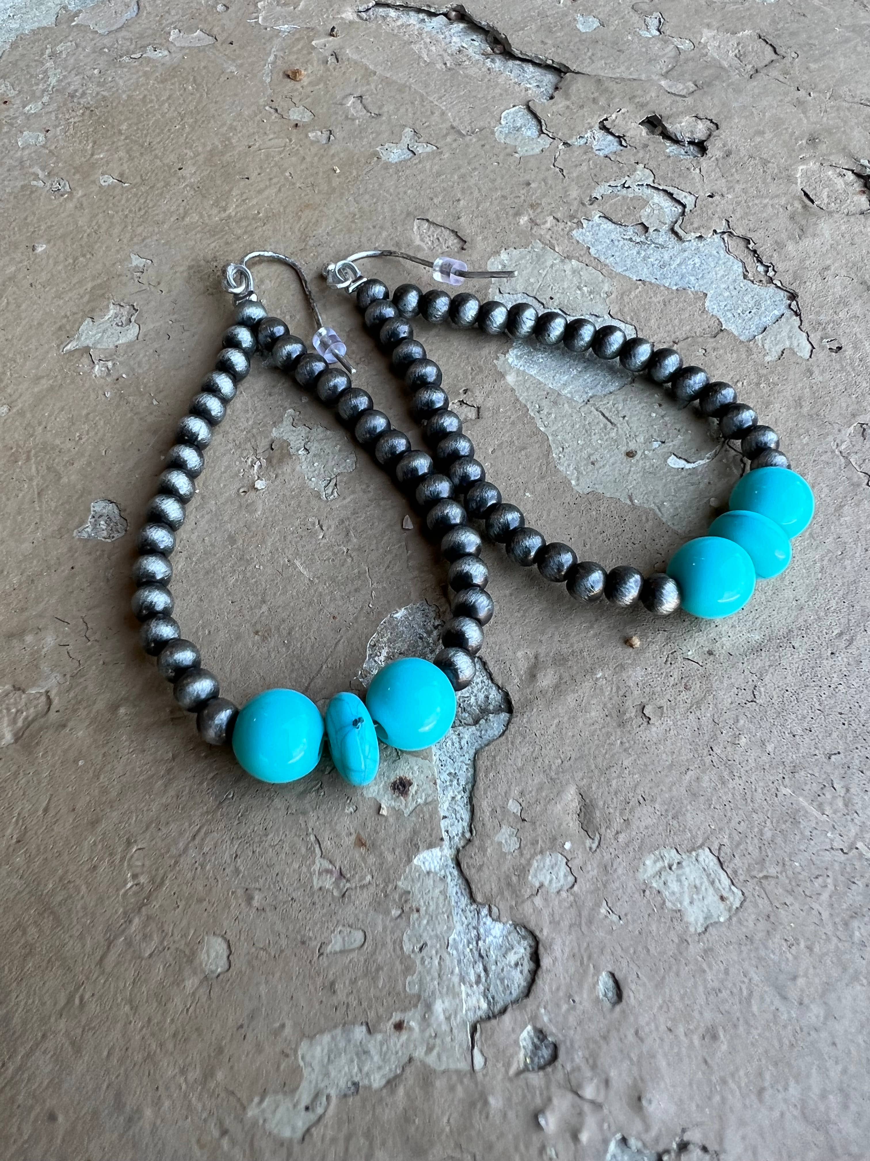 Faux Pearl and Turquoise Drop Earrings - Forever Western Boutique