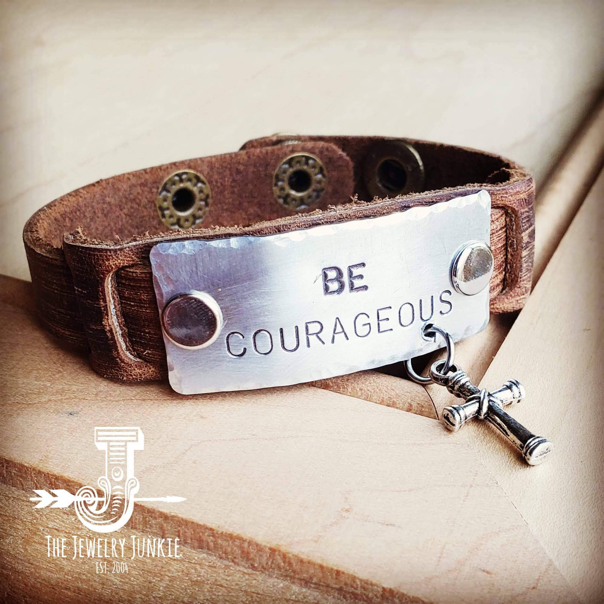 Be Courageous Hand Stamped Leather Cuff - Forever Western Boutique