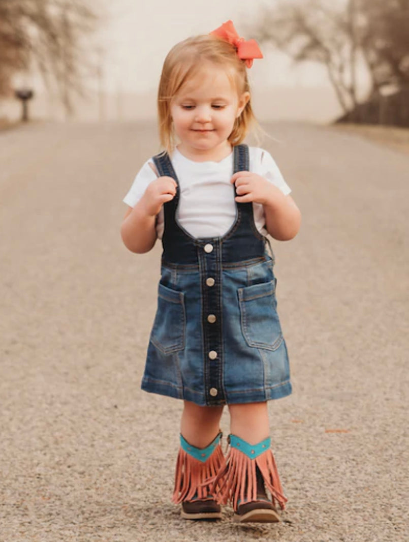 “Lyddie” Pink Fringe Toddler/ Kids Boots - Forever Western Boutique