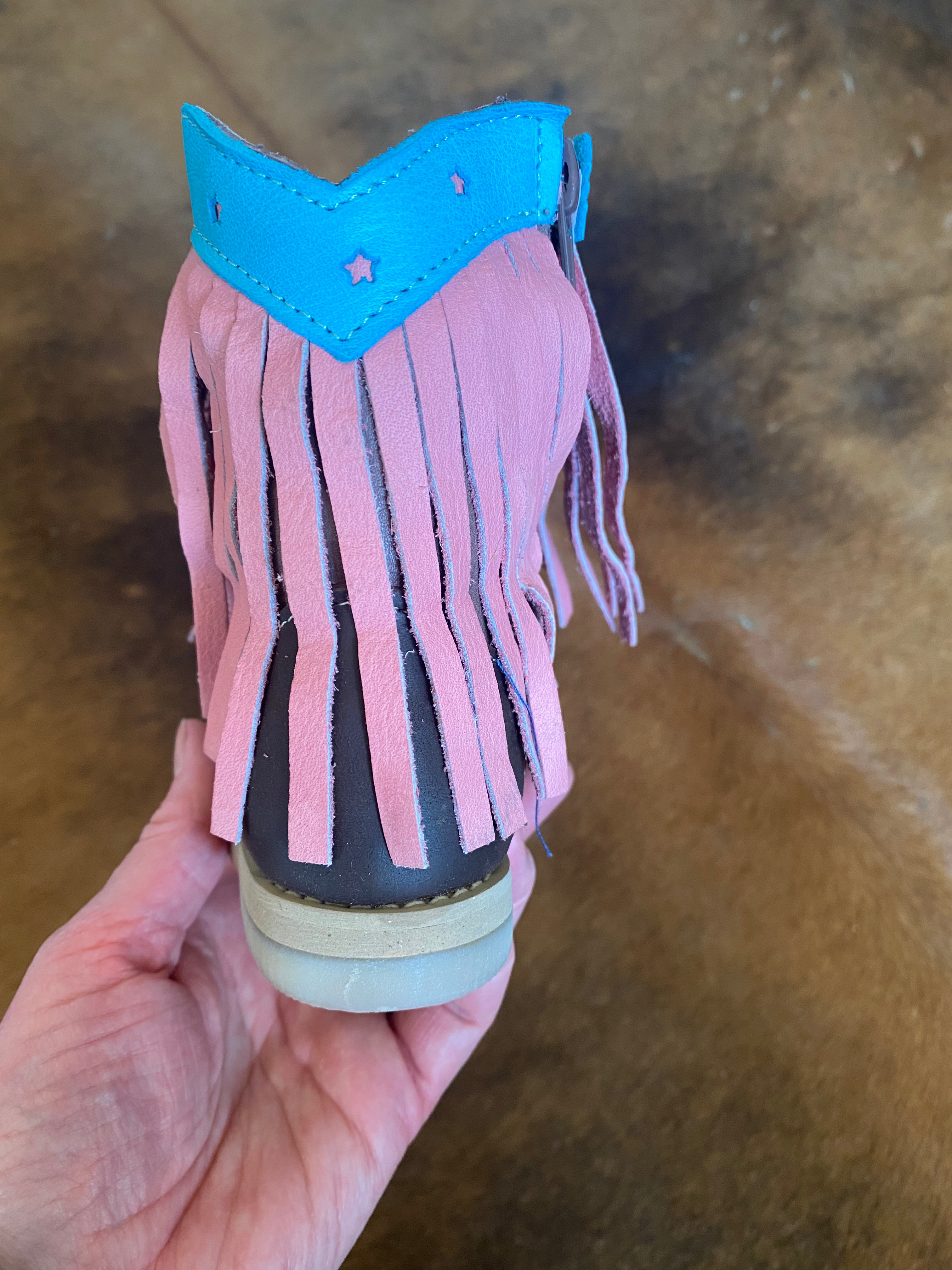 “Lyddie” Pink Fringe Toddler/ Kids Boots - Forever Western Boutique