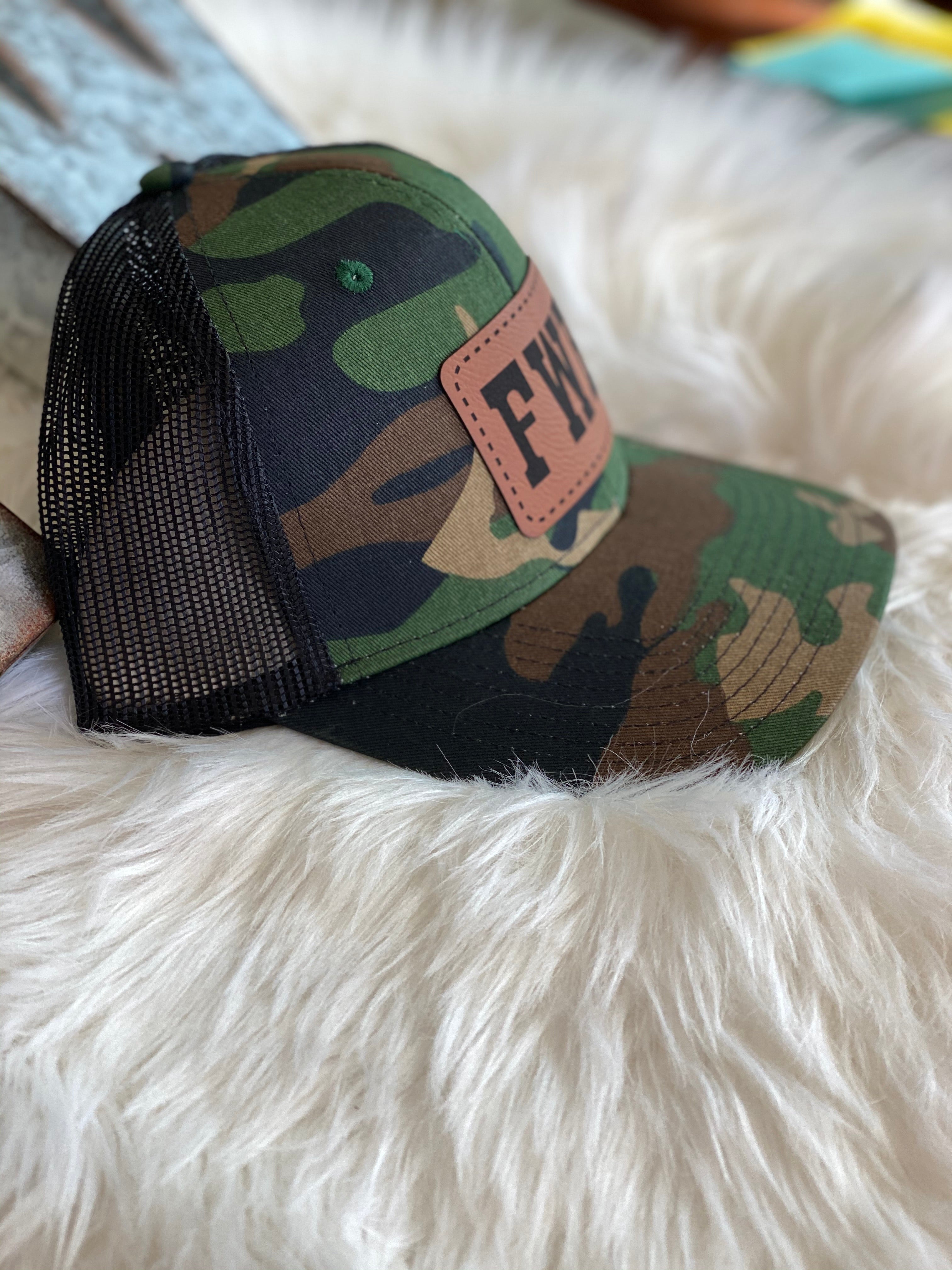 FWB Leather Patch Cap-Camo - Forever Western Boutique