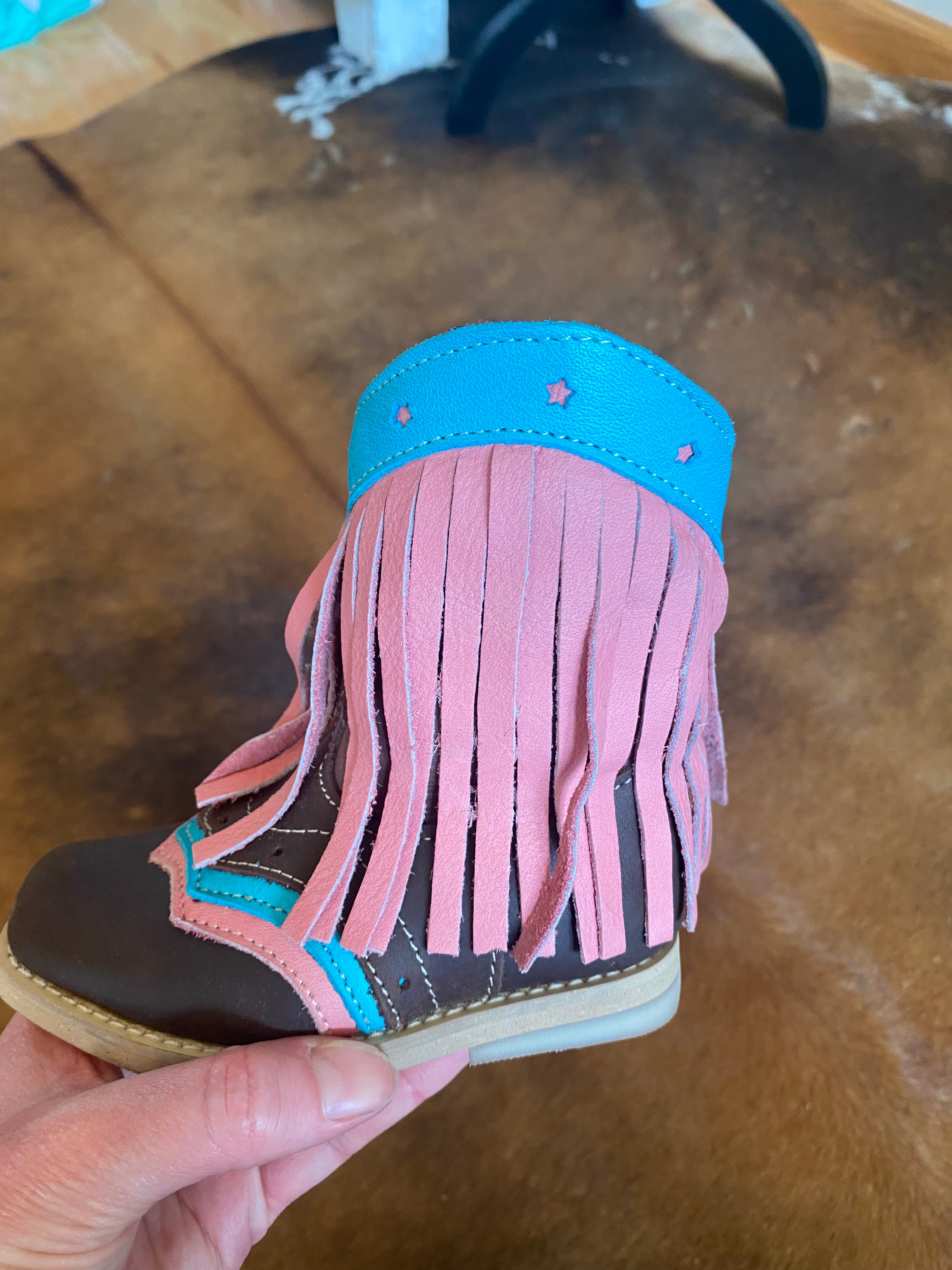 “Lyddie” Pink Fringe Toddler/ Kids Boots - Forever Western Boutique