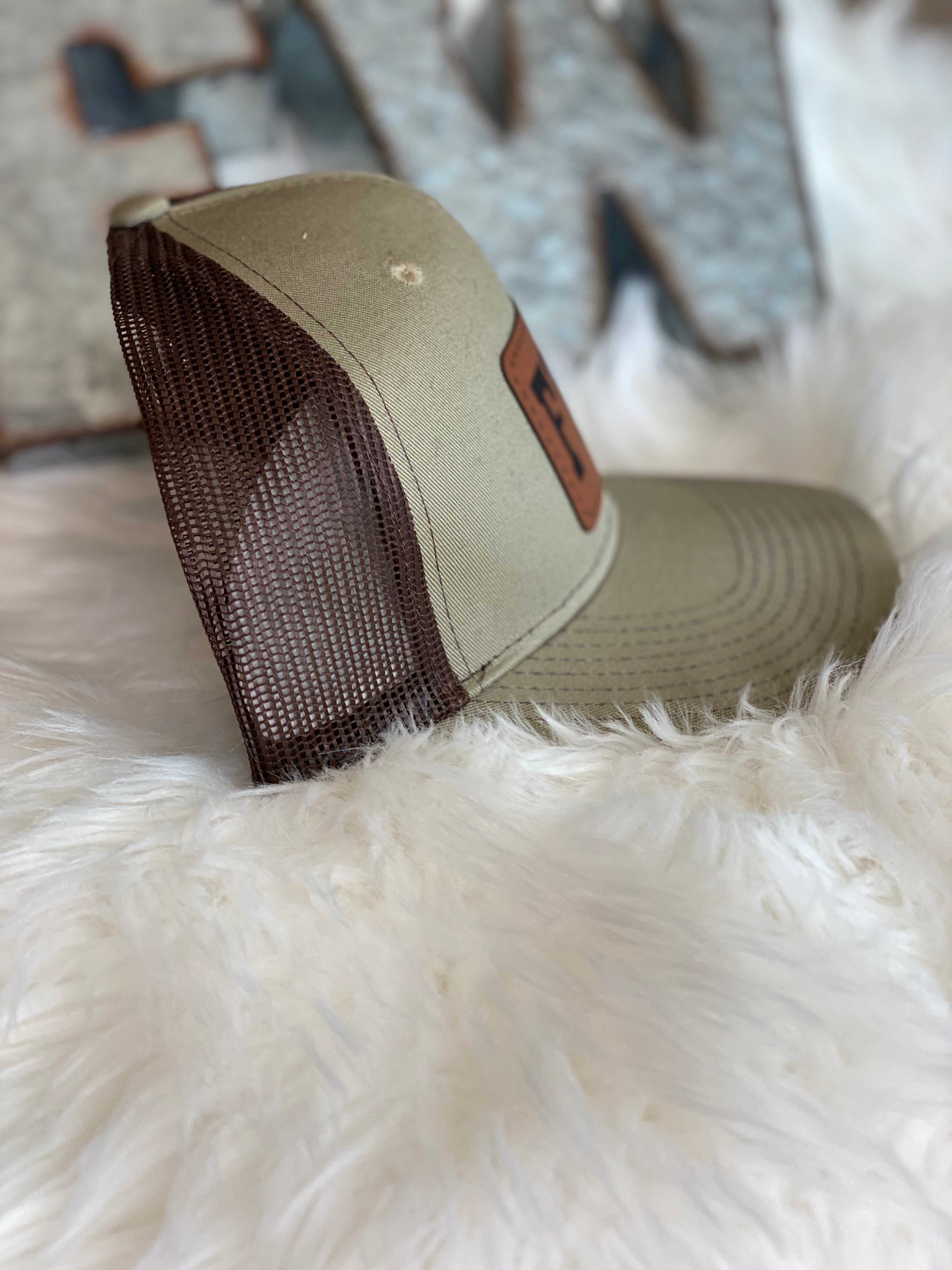 FWB Leather Patch Cap-Khaki/Coffee - Forever Western Boutique