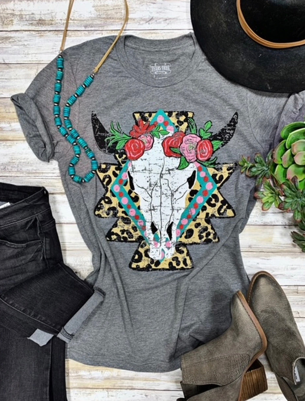 Leopard Western Bull Tee - Forever Western Boutique
