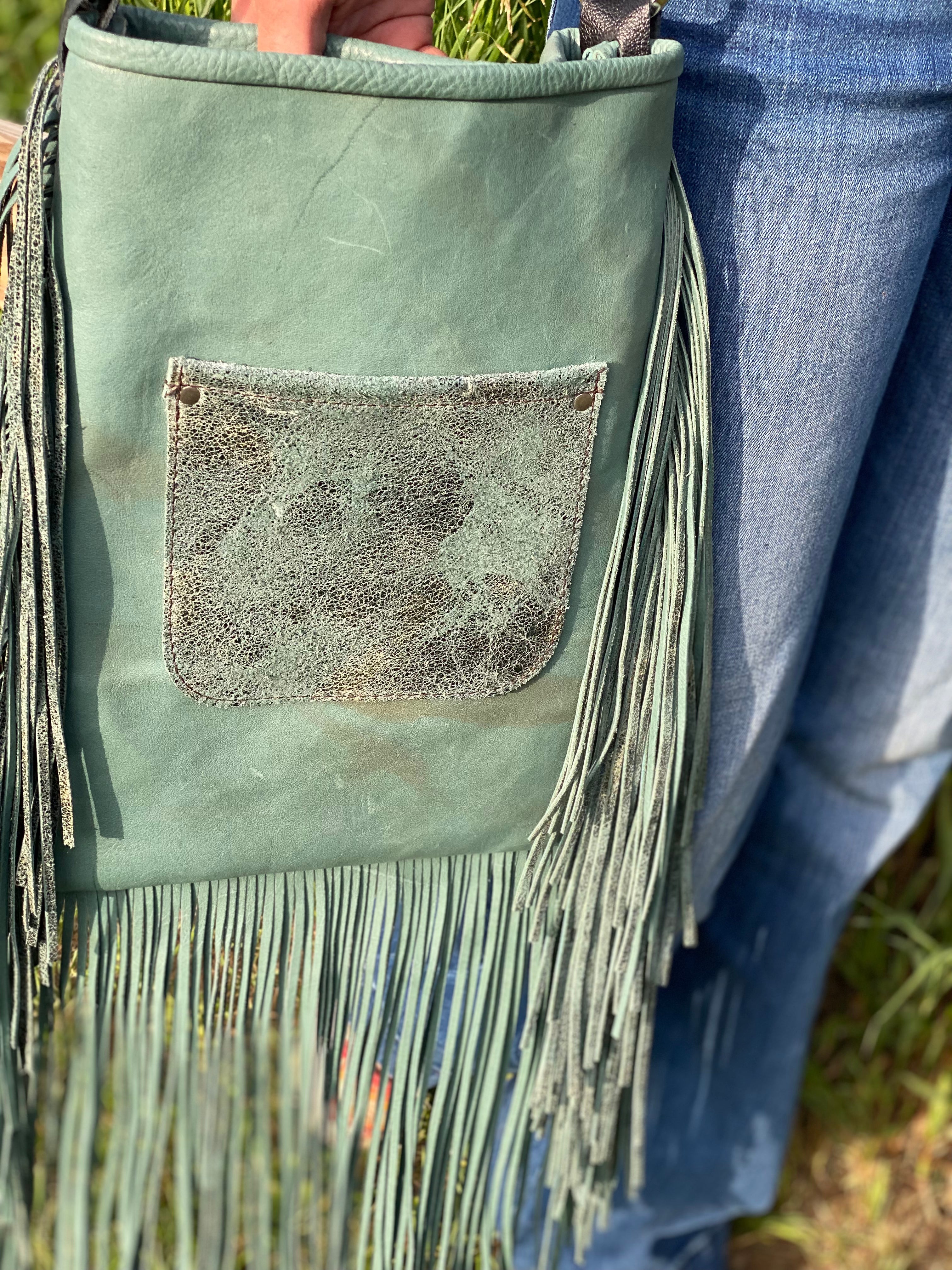 Turquoise Medium Leather Handbag - Forever Western Boutique