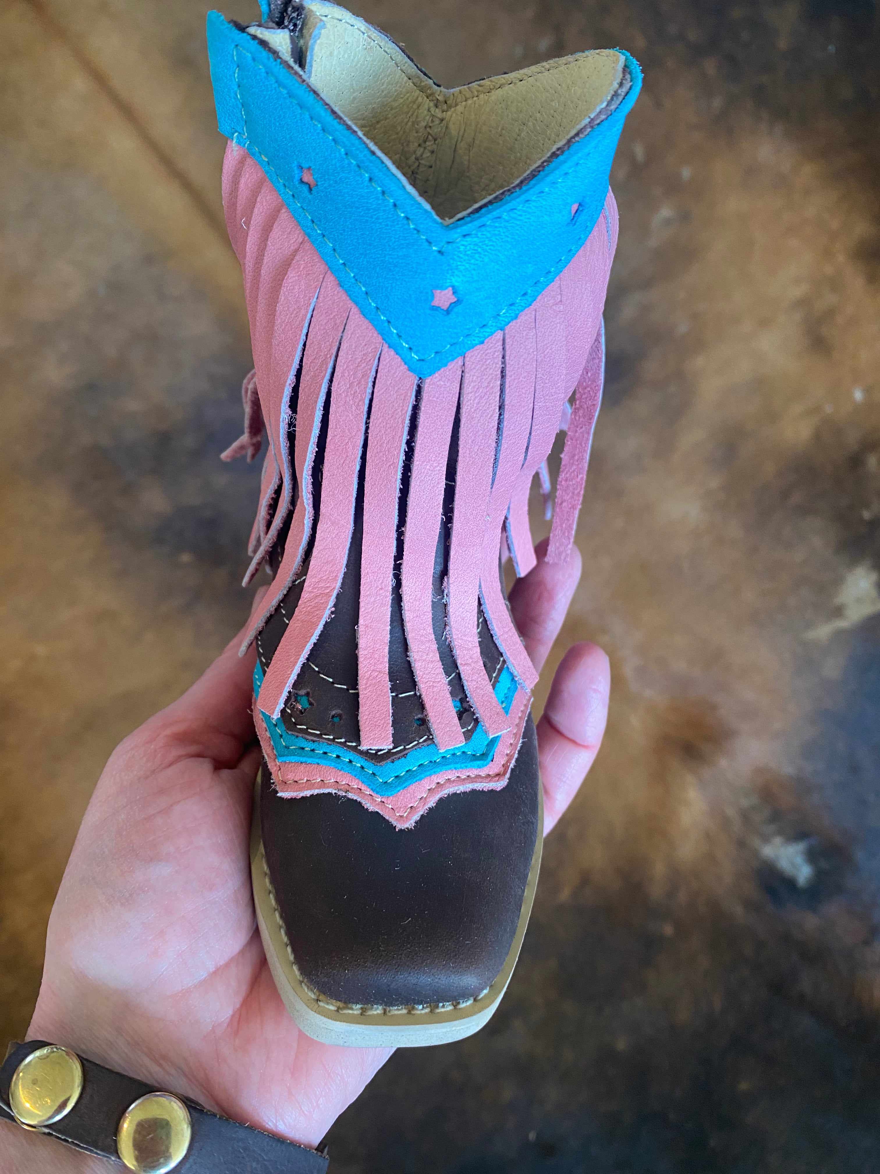 “Lyddie” Pink Fringe Toddler/ Kids Boots - Forever Western Boutique