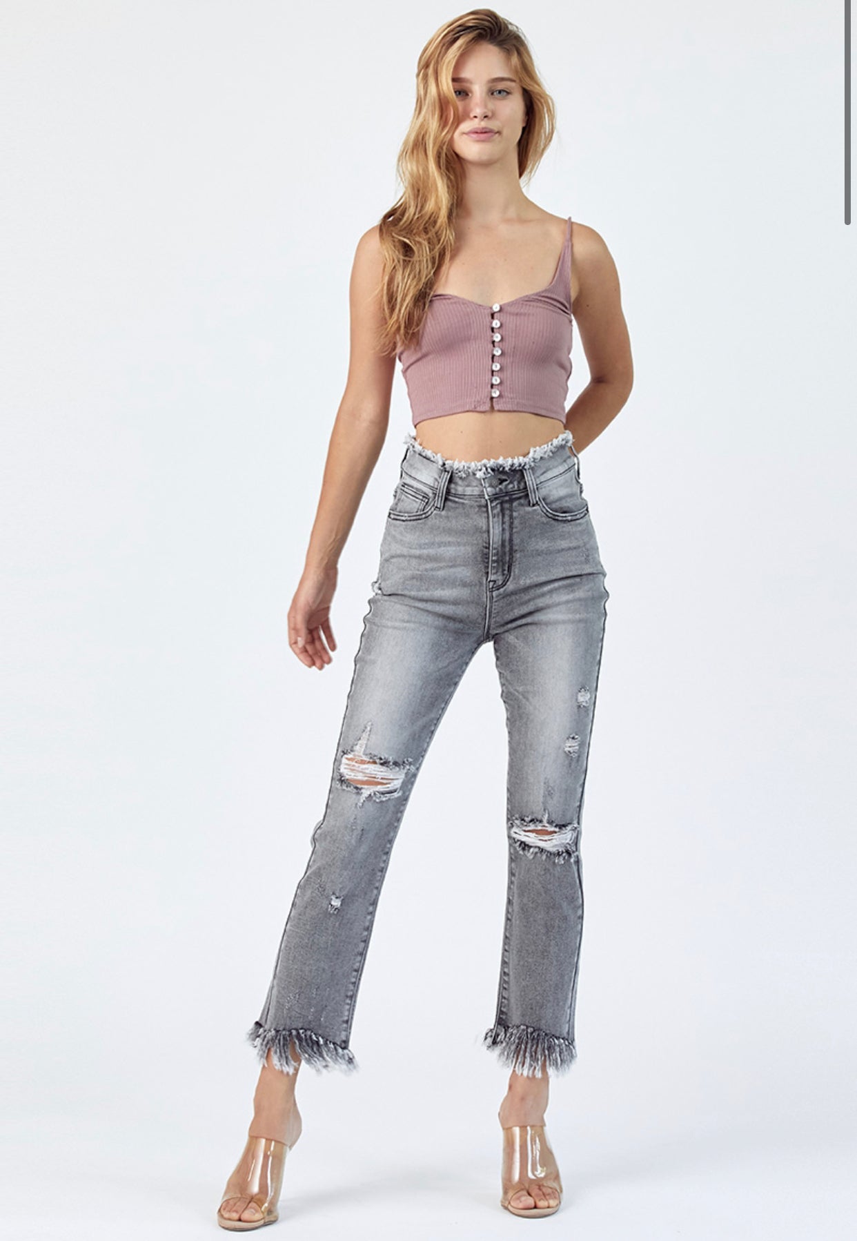 High Rise Frayed Straight Jeans by Risen - Forever Western Boutique