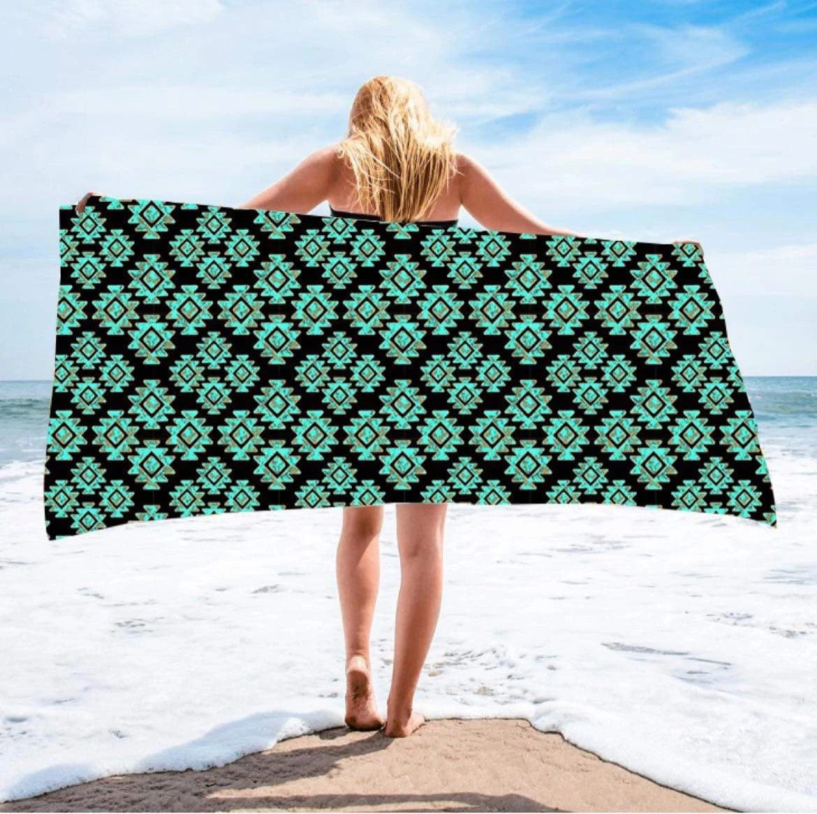 Turquoise Aztec Towel - Forever Western Boutique