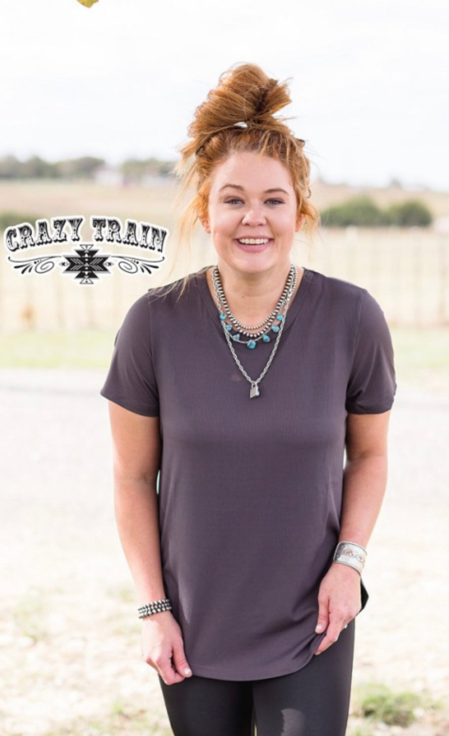 Charcoal Solid Top - Forever Western Boutique