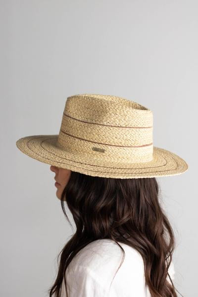 Camila Fedora-Natural with Stripes Straw Hat-Gigi Pip - Forever Western Boutique