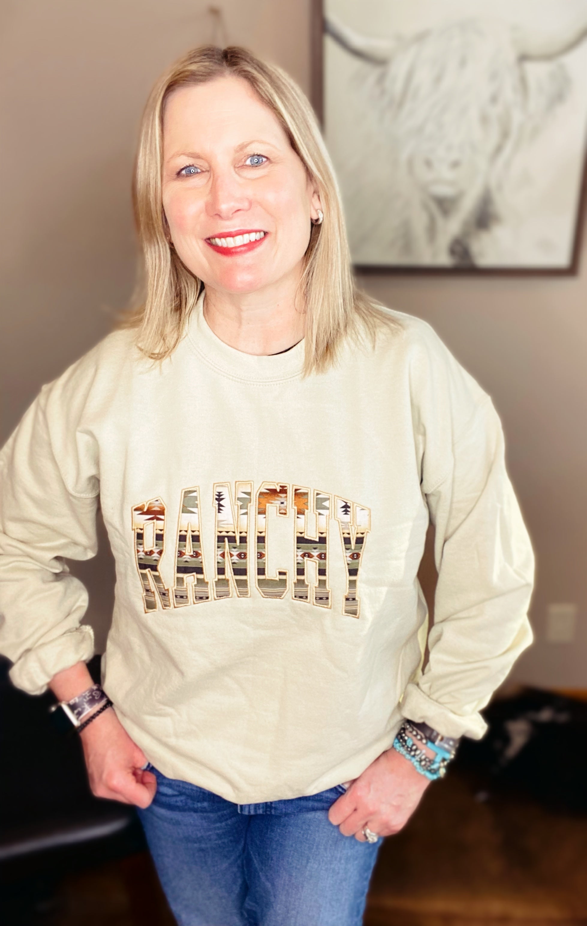 Ranchy Embroidered Sweatshirt - Forever Western Boutique