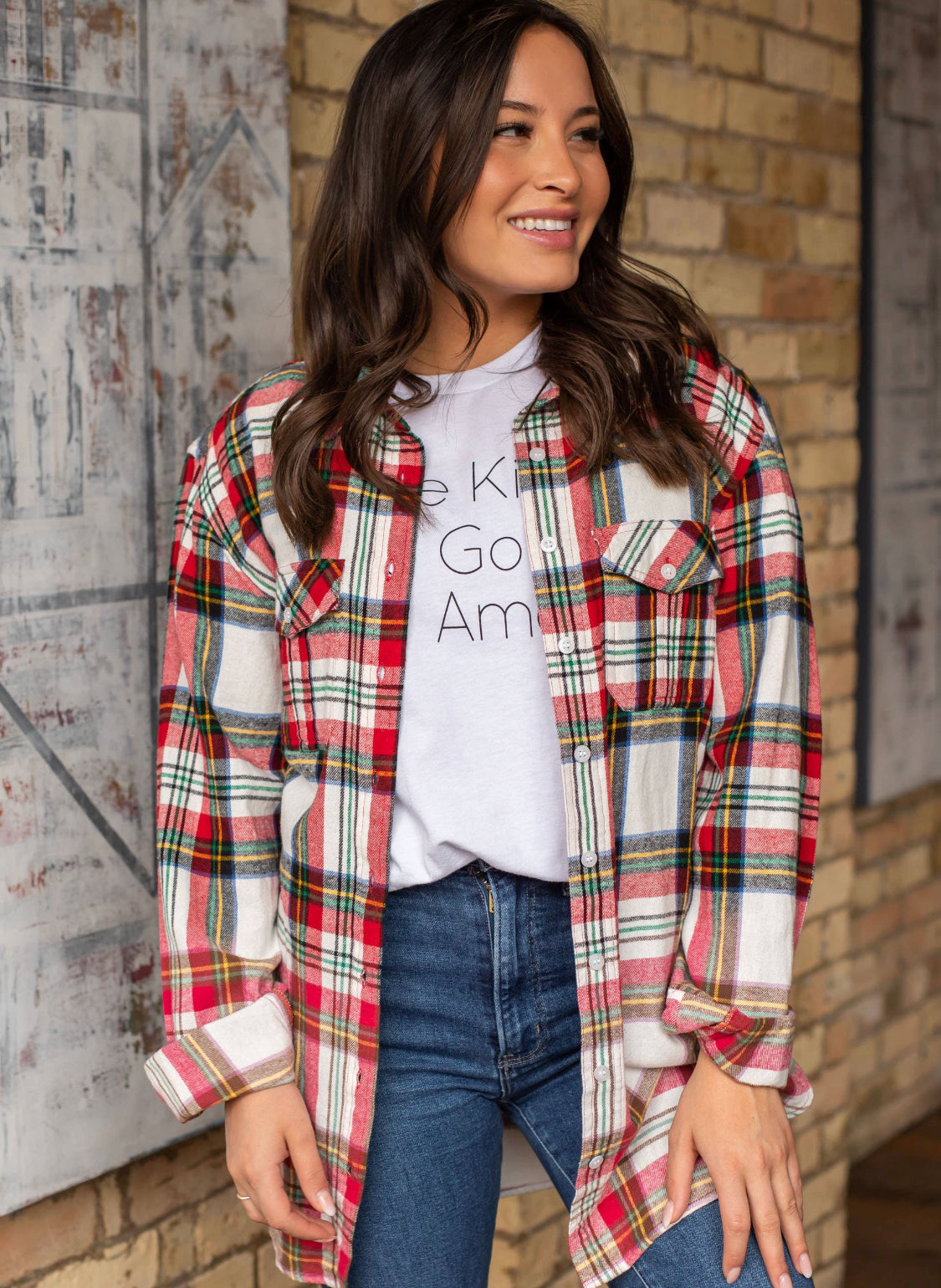 Red, Green & White Plaid Flannel - Forever Western Boutique
