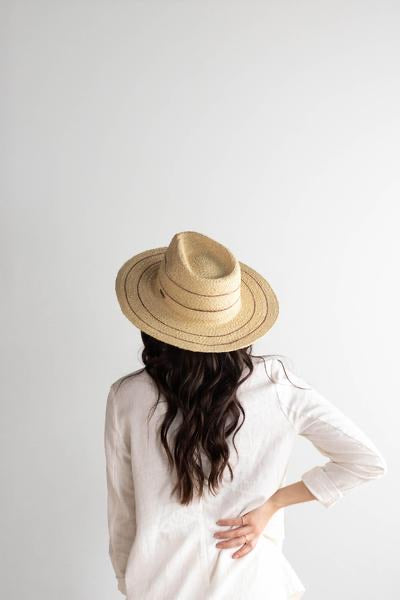Camila Fedora-Natural with Stripes Straw Hat-Gigi Pip - Forever Western Boutique