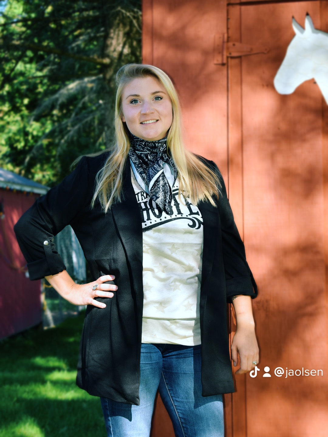Camryn Black Blazer - Forever Western Boutique