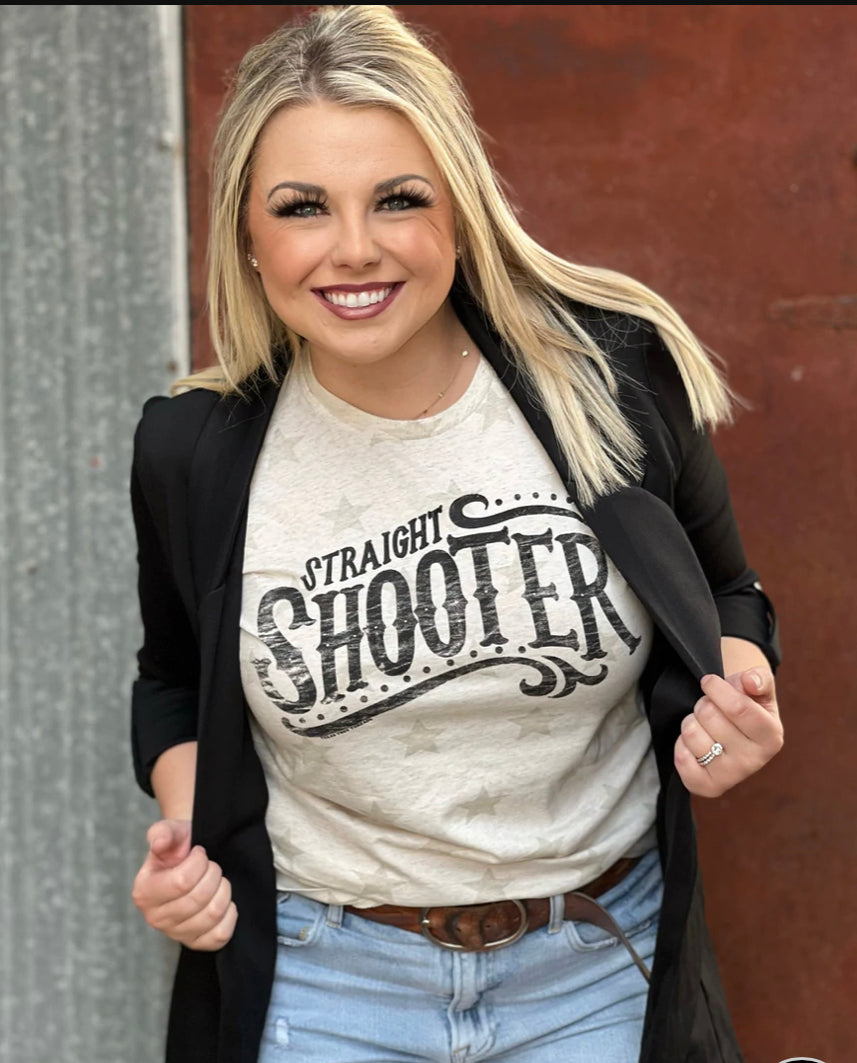 Straight Shooter with Stars Tee - Forever Western Boutique