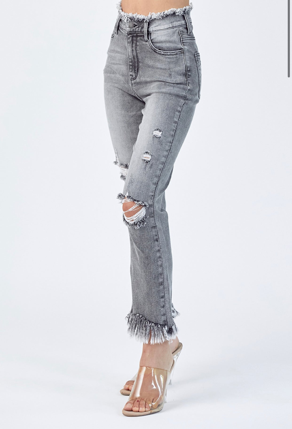 High Rise Frayed Straight Jeans by Risen - Forever Western Boutique