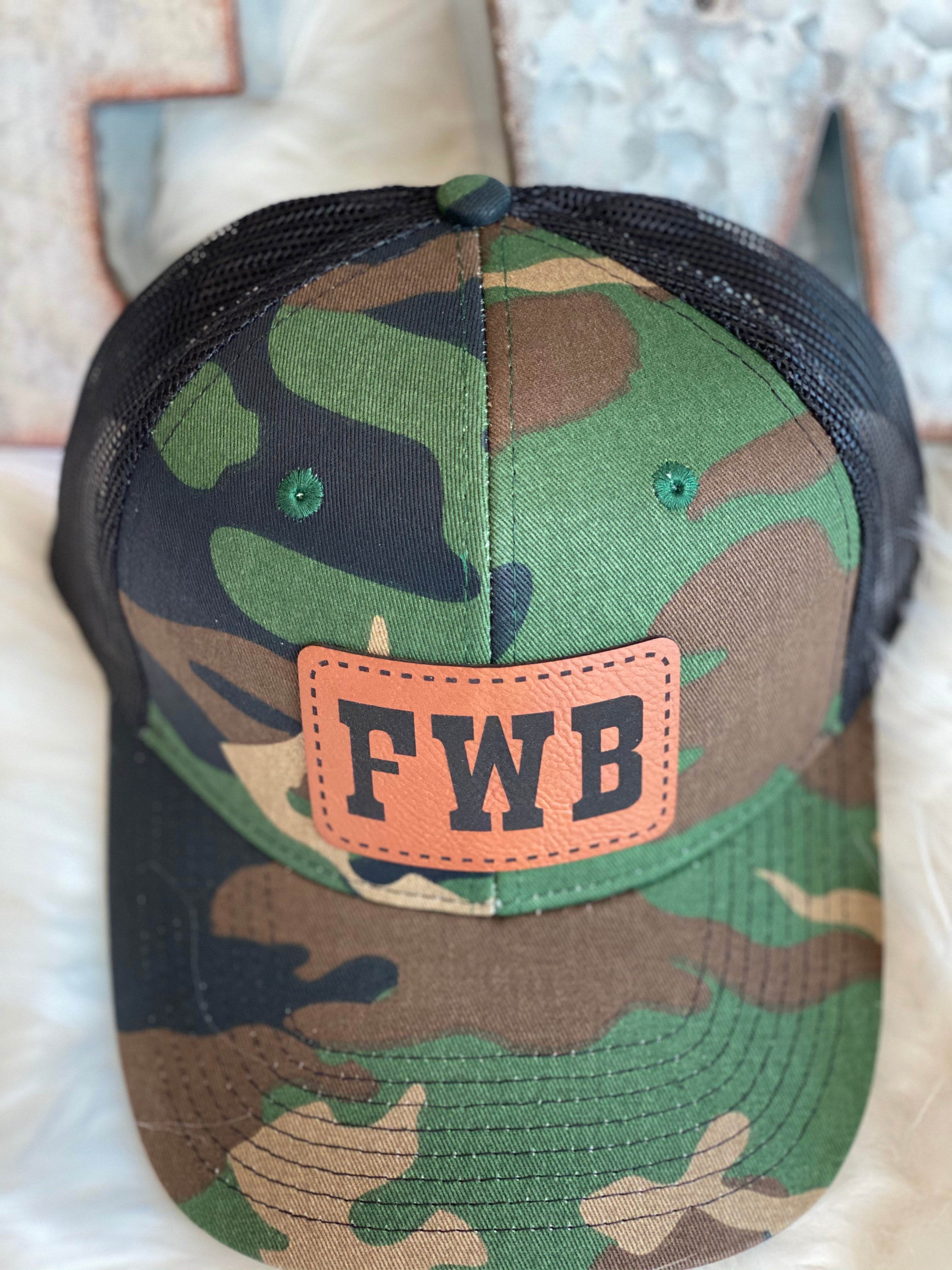 FWB Leather Patch Cap-Camo - Forever Western Boutique