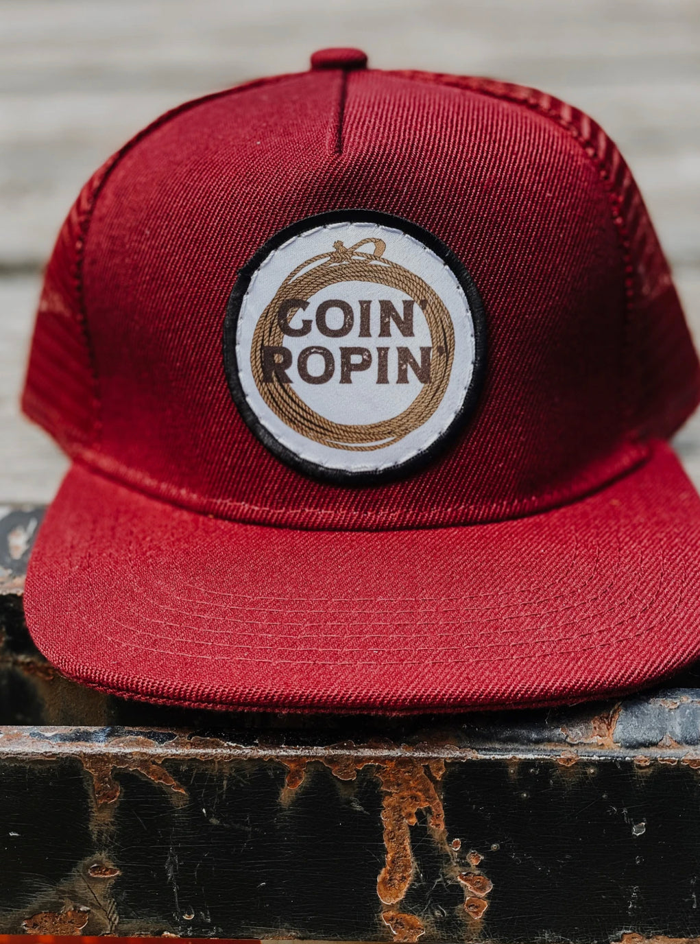 Goin Ropin Printed Leather Patch Cap - Forever Western Boutique