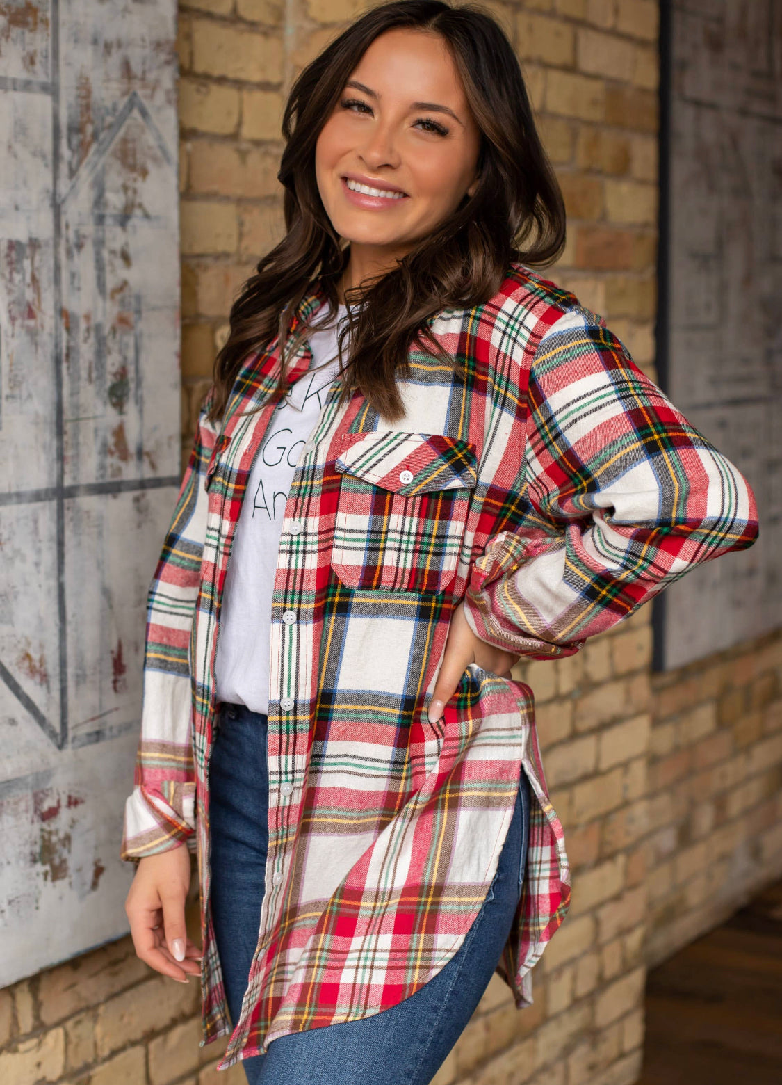 Red, Green & White Plaid Flannel - Forever Western Boutique