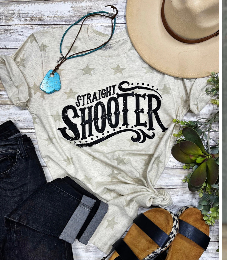 Straight Shooter with Stars Tee - Forever Western Boutique