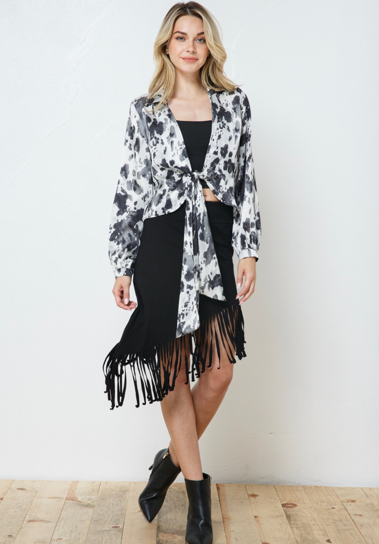 Black Fringe Asymmetrical Skirt - Forever Western Boutique