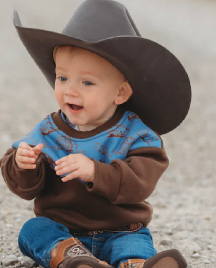 Brown & Blue Farm Sweatshirt - Forever Western Boutique