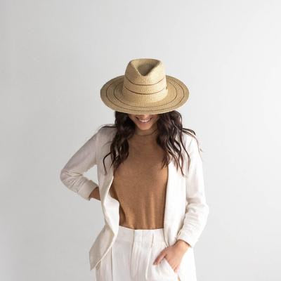 Camila Fedora-Natural with Stripes Straw Hat-Gigi Pip - Forever Western Boutique