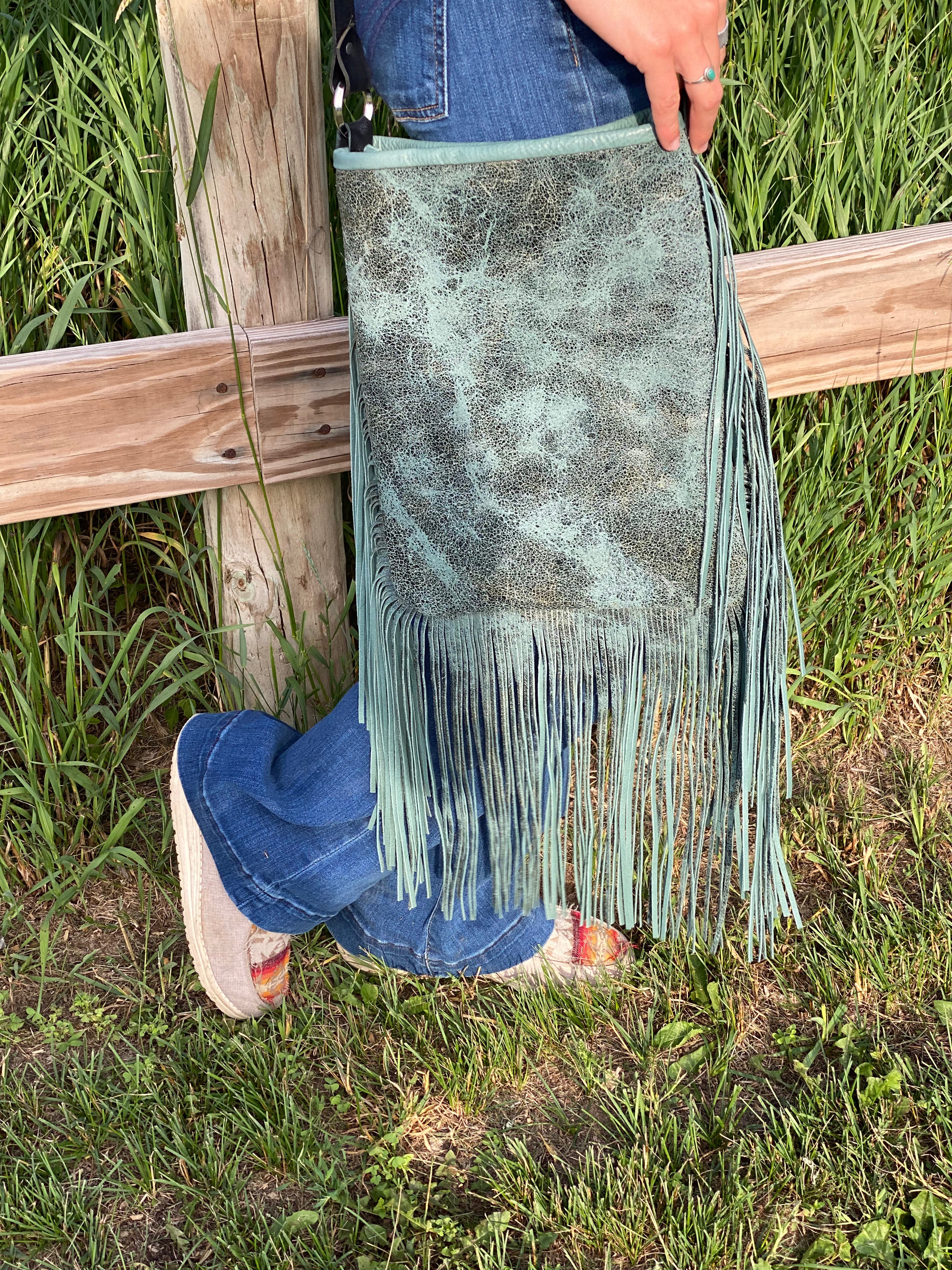 Turquoise Medium Leather Handbag - Forever Western Boutique